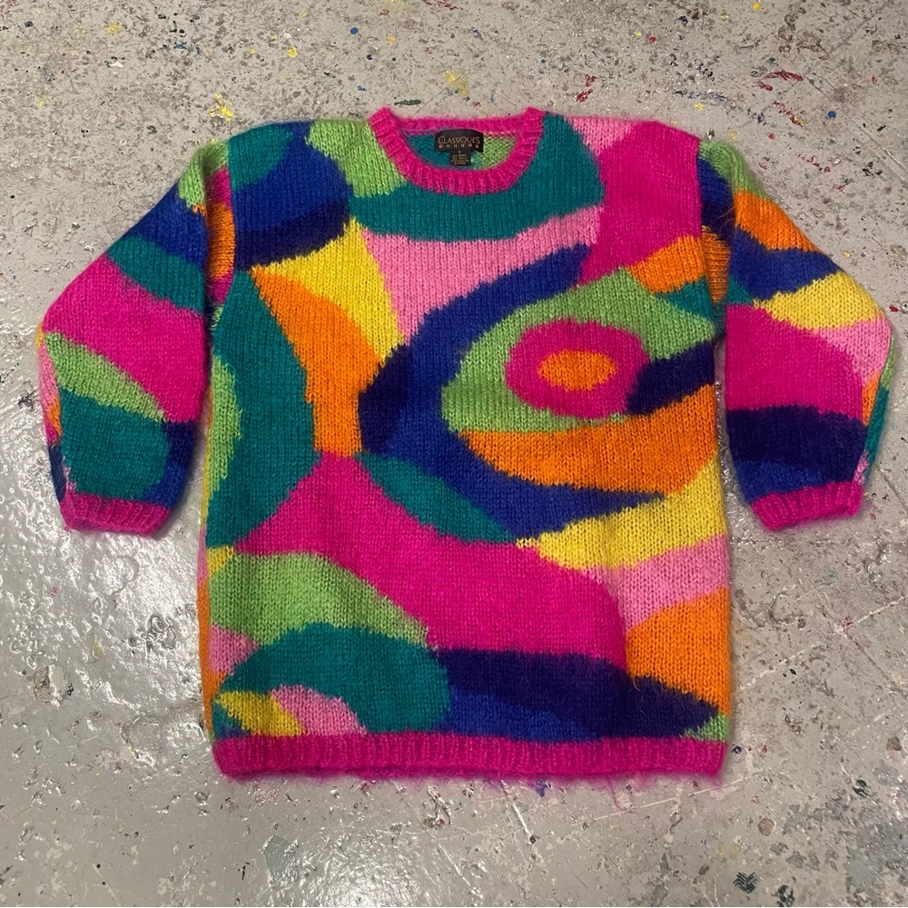 Classiques Entier Neon Abstract Mohair Blend Oversized Sweater (Size S)